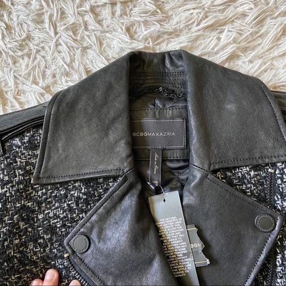 BCBGMAXAZRIA Serina Tweed Moto Jacket XXS - Picture 3 of 4